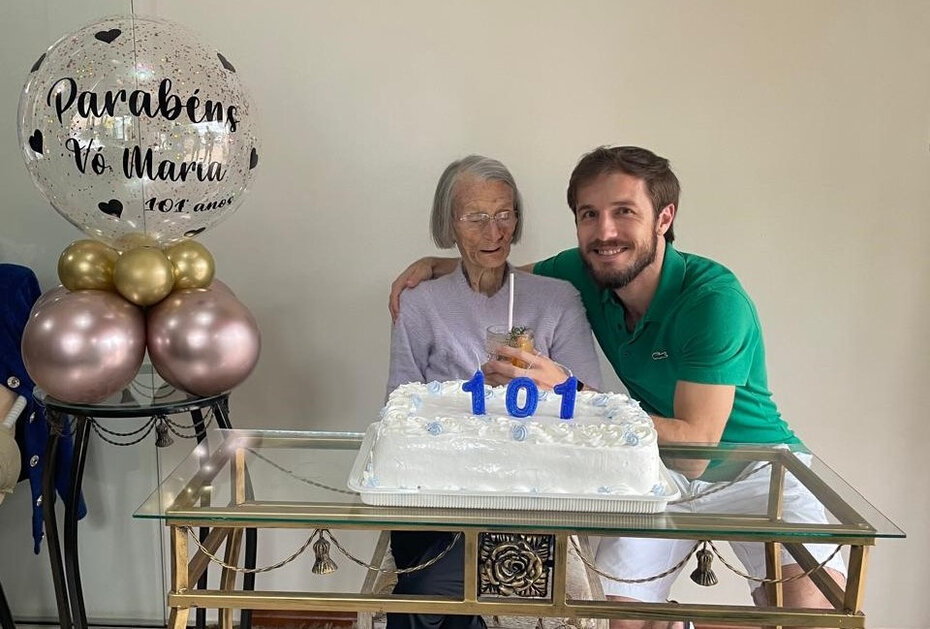 Carinho: Maria Volkweis e o neto Leonardo José Kunst nos festejos (Foto:  Arquivo Pessoal/Divulgação)