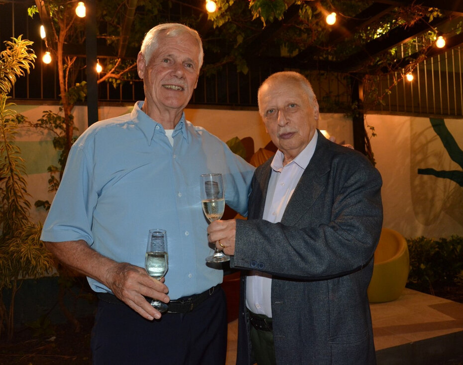 Oscar Faedrich e Nilson Luiz May na Casa da Memória Federação Unimed RS Foto: Cris von Appen/Divulgação)