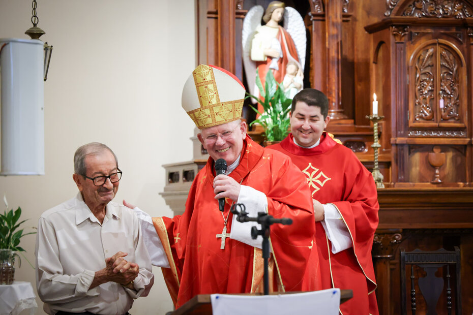 Irmão Albano Thiele, Dom Jaime Spengler e Padre Charles Kermanaver (Foto: Fredy Vieira/Divulgação)